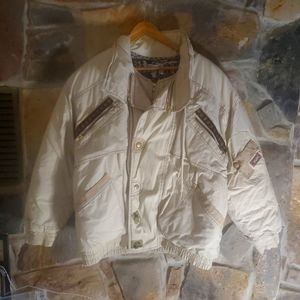 Vintage Retro 80s puff Jacket teddy Lined Distressed S.B.II Women's s